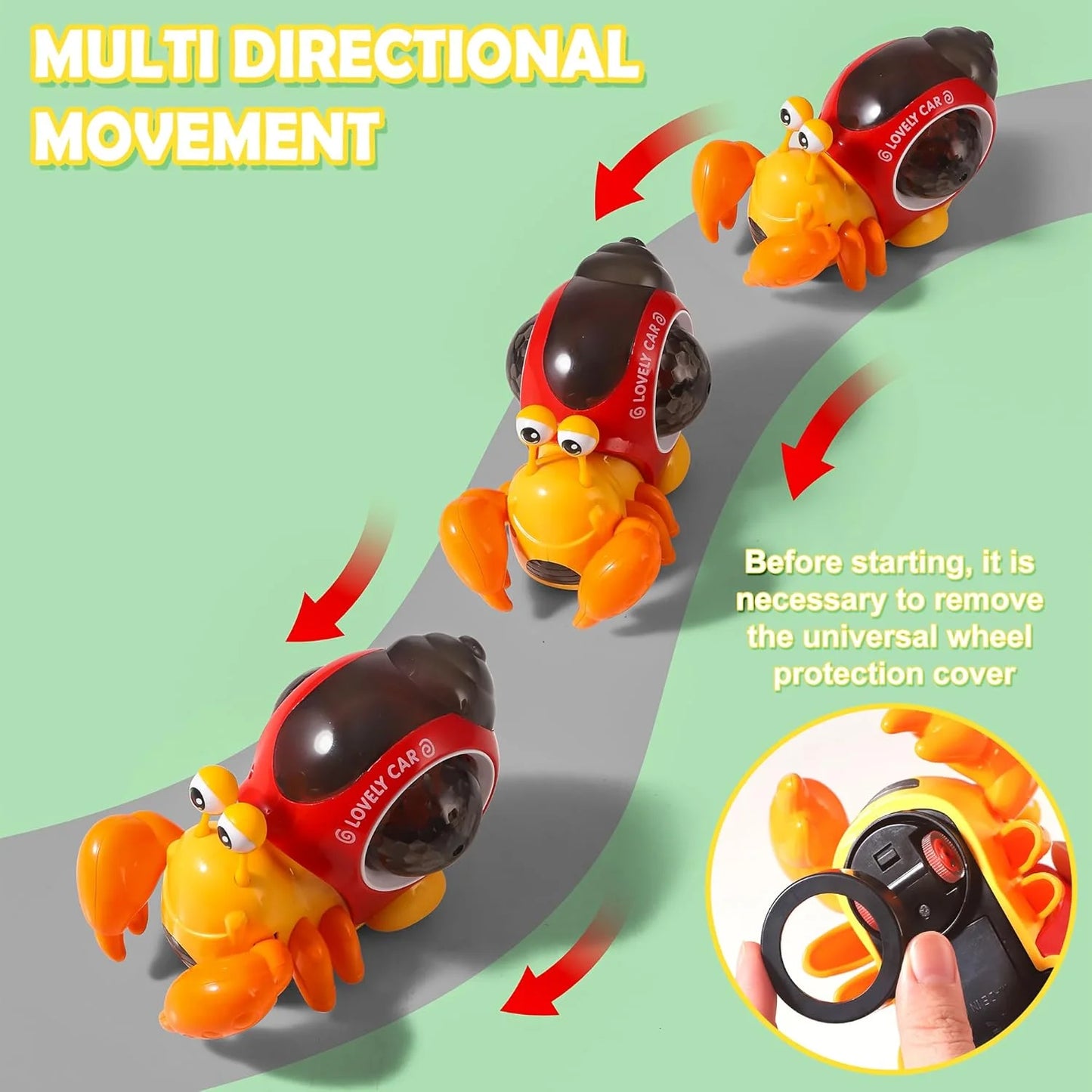 Luminous Crab Toy,Electric Crab Toy Tummy Time Crawling Crab Toys Musical Toys with Light-Up Music, Musical Crawling Snail Toys Interactive Sensory Toy for Home