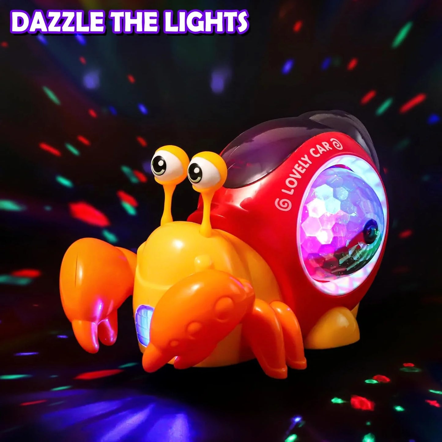 Luminous Crab Toy,Electric Crab Toy Tummy Time Crawling Crab Toys Musical Toys with Light-Up Music, Musical Crawling Snail Toys Interactive Sensory Toy for Home