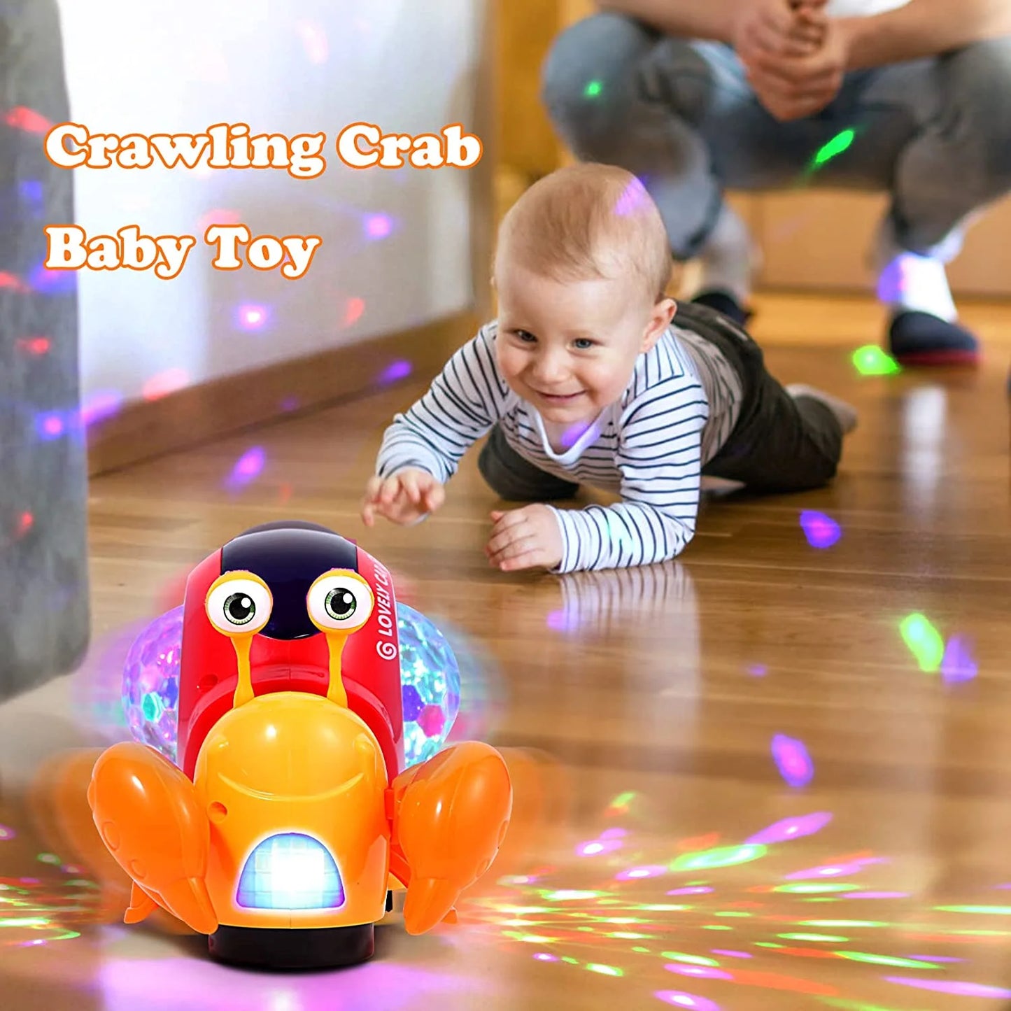 Luminous Crab Toy,Electric Crab Toy Tummy Time Crawling Crab Toys Musical Toys with Light-Up Music, Musical Crawling Snail Toys Interactive Sensory Toy for Home