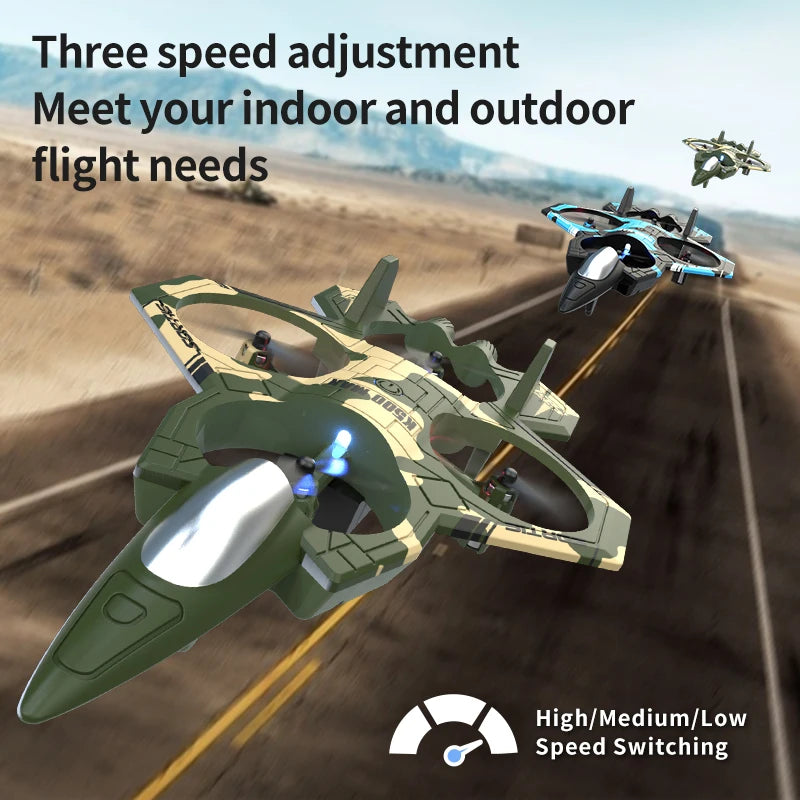 K500Max Fighter Jet Quadcopter Drone Stunt Light RC Airplane Four Channels Hovering High Altitude Rolling Special Effects