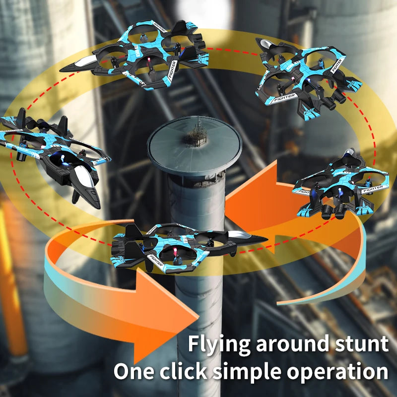 K500Max Fighter Jet Quadcopter Drone Stunt Light RC Airplane Four Channels Hovering High Altitude Rolling Special Effects